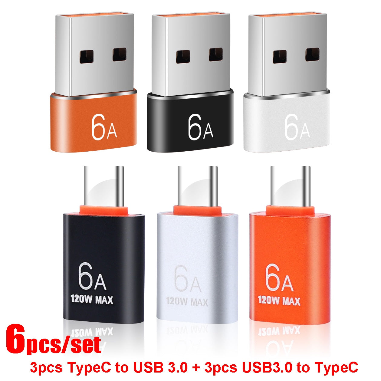 6A USB To Type-C and TypeC to USB OTG Converter USB 3.0 Adapter for Samsung Xiaomi PC MacBook Pro USB C Charging Connector