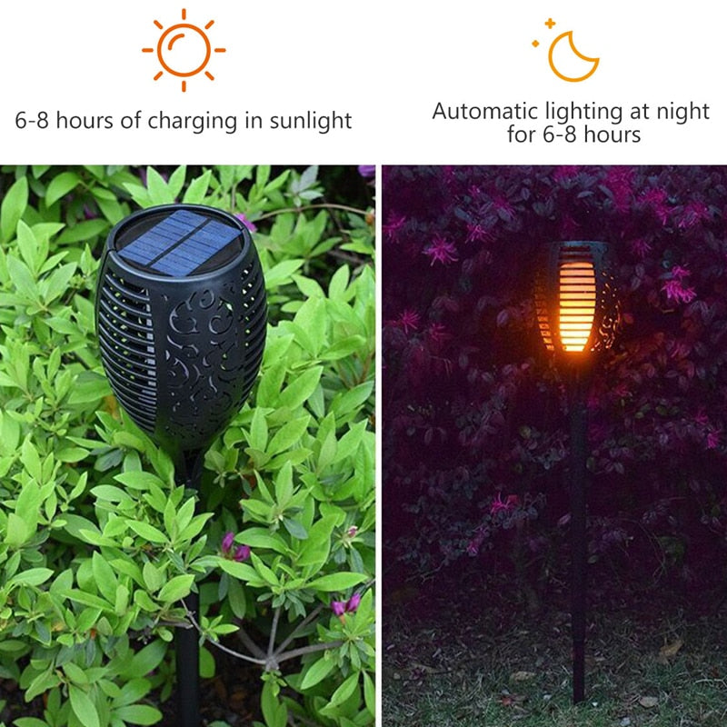 96 LED Outdoor Solar Lights Garden Lights Pathway Lighting Waterproof Patio Flickering Dancing Torch Flame Lamp Garden Decor