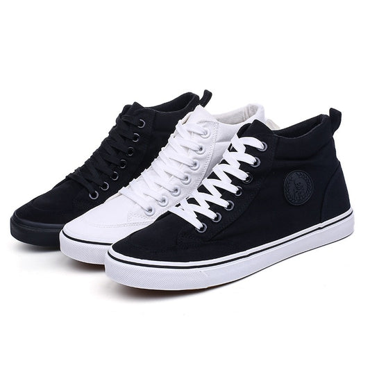 Mens High top Footwear Fashion Canvas Shoes Flat High top Men&#39;s Casual Shoes Cool Street Brand Shoes Classic Black White A136