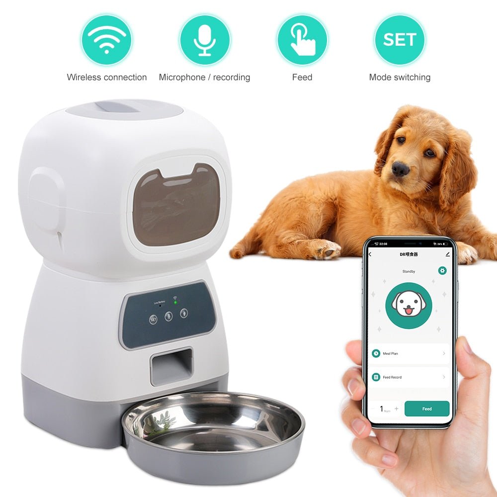 Smart Automatic Pet Feeder With Voice Record Stainless Steel LCD Screen Timer For Dog Food Bowl Cat Food Dispenser Pet Supplies