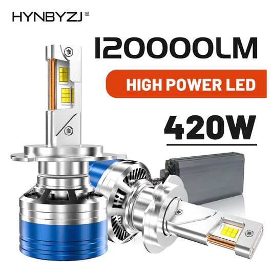 HYNBYZJ 420W 120000LM H7 H4 H11 LED Headlight High Power Canbus H1 H8 H9 9005 HB3 9006 HB4 9012 HIR2 Turbo Lamp 6000K Car Light