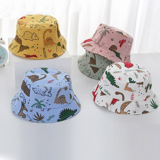 Cartoon Dinosaur Print Baby Bucket Caps for Boy Girl Cute Animal Infant Fisherman Hat Summer Toddler Panama Sun Cap Bonnet Gorra