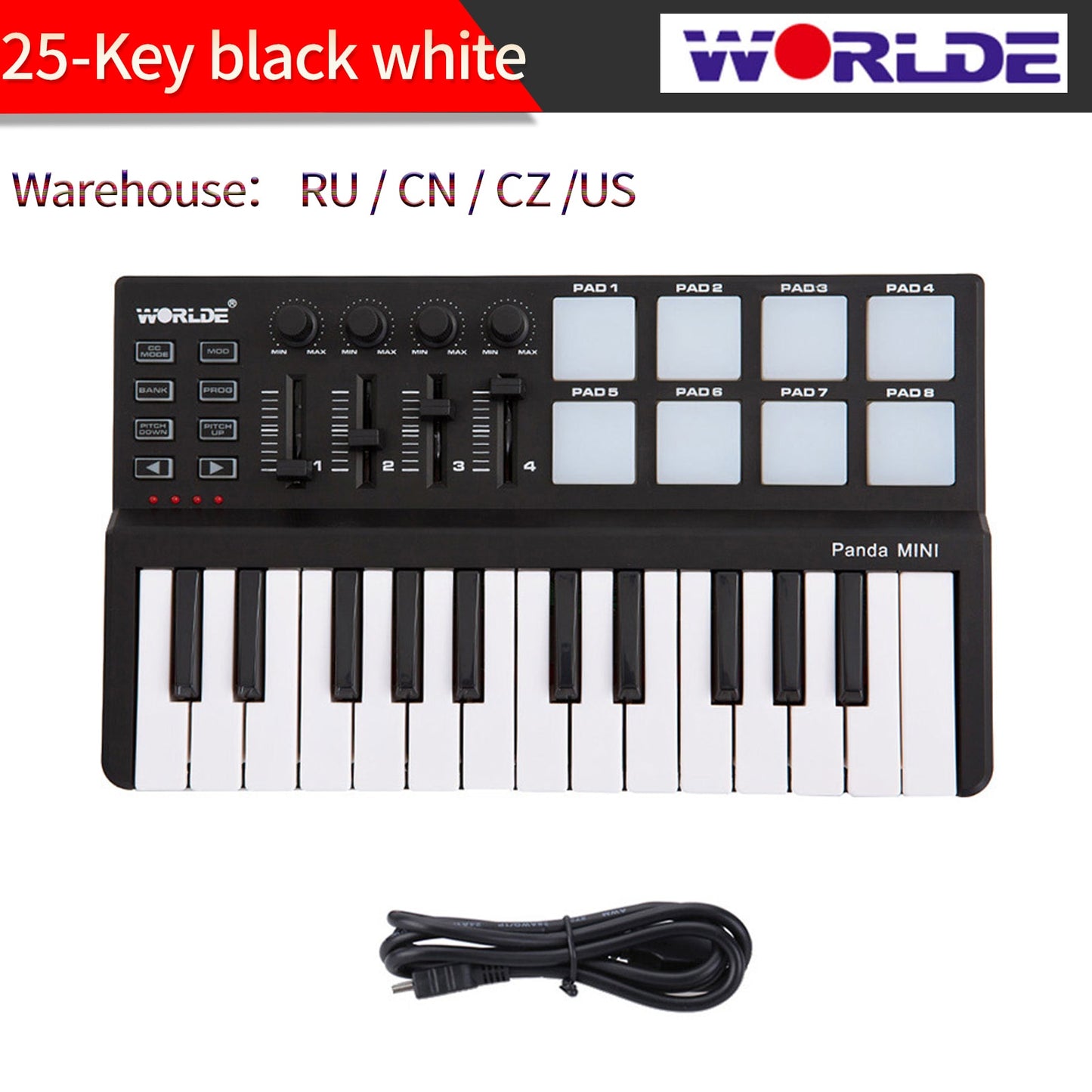 M-VAVE 25-Key MIDI Controller Keyboard Piano Mini Portable USB Keyboard &amp; 8 RGB Backlit Pads 8 Knobs Music Keyboard Instruments