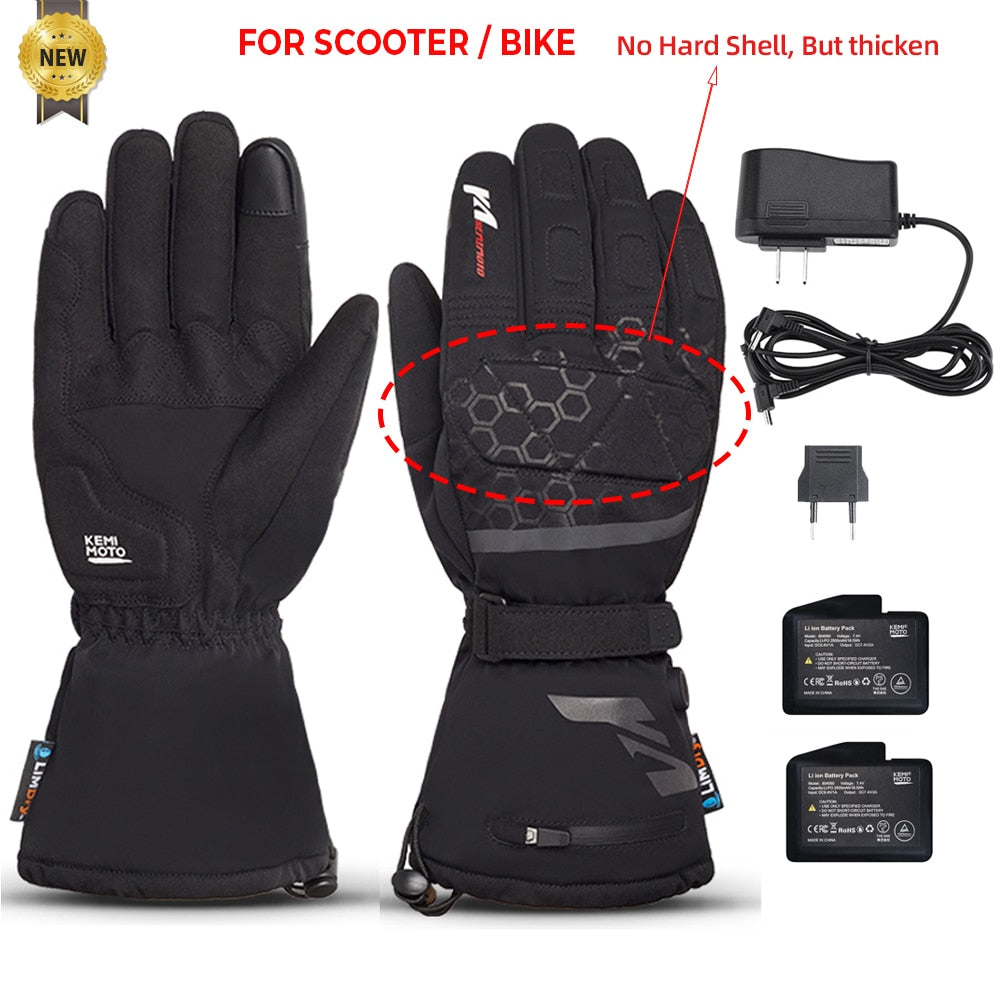Heated Motorcycle Gloves Winter Warm Motorcycle Moto Heated Gloves Waterproof Rechargeable Heating Thermal Gloves For Snowmobile