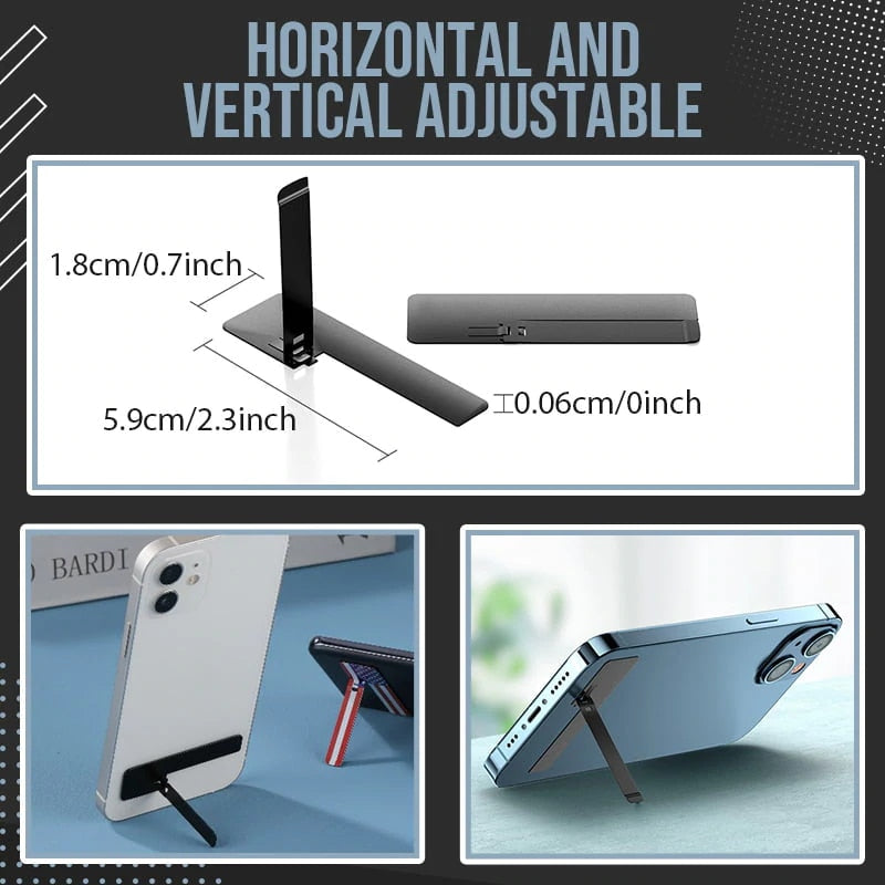 3 in 1 Ultra-Thin Metal Folding Phone Holder Alloy Invisible Back Stick Phone Desktop Holder Portable Mobile Support Phone Stand