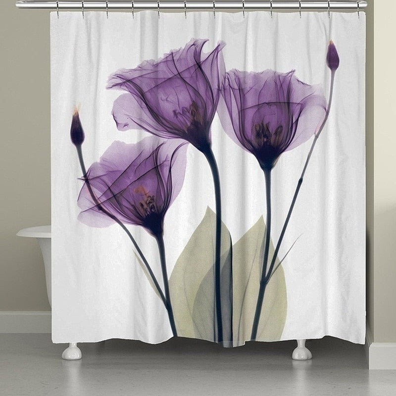 Blooming Flowers Rose Butterfly Shower Curtain Set Waterproof Bathroom Toilet Seat Cover Bath Non-Slip Mat Rug Carpet Bath Decor