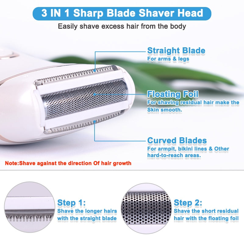 USB Rechargeable Women Painless Electric Epilator Beard Hair Removal Women&#39;s Shaving Machines Portable Female Hair Trimmer LCD