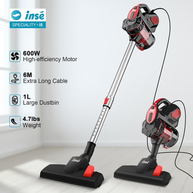 INSE I5 Corded vacuum cleaners 18Kpa Powerful Suction 600W Motor 4 in 1 stick Handheld vaccum cleaner for Home Pet Hair Carpet