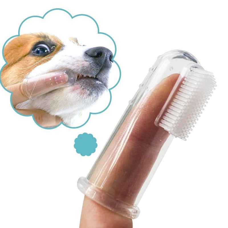 Dog Toothbrush For Pet Tooth Cleaning Tool Soft Pet Finger Toothbrush Dog Brush Bad Breath Tartar Teeth Care Silicagel Supplies