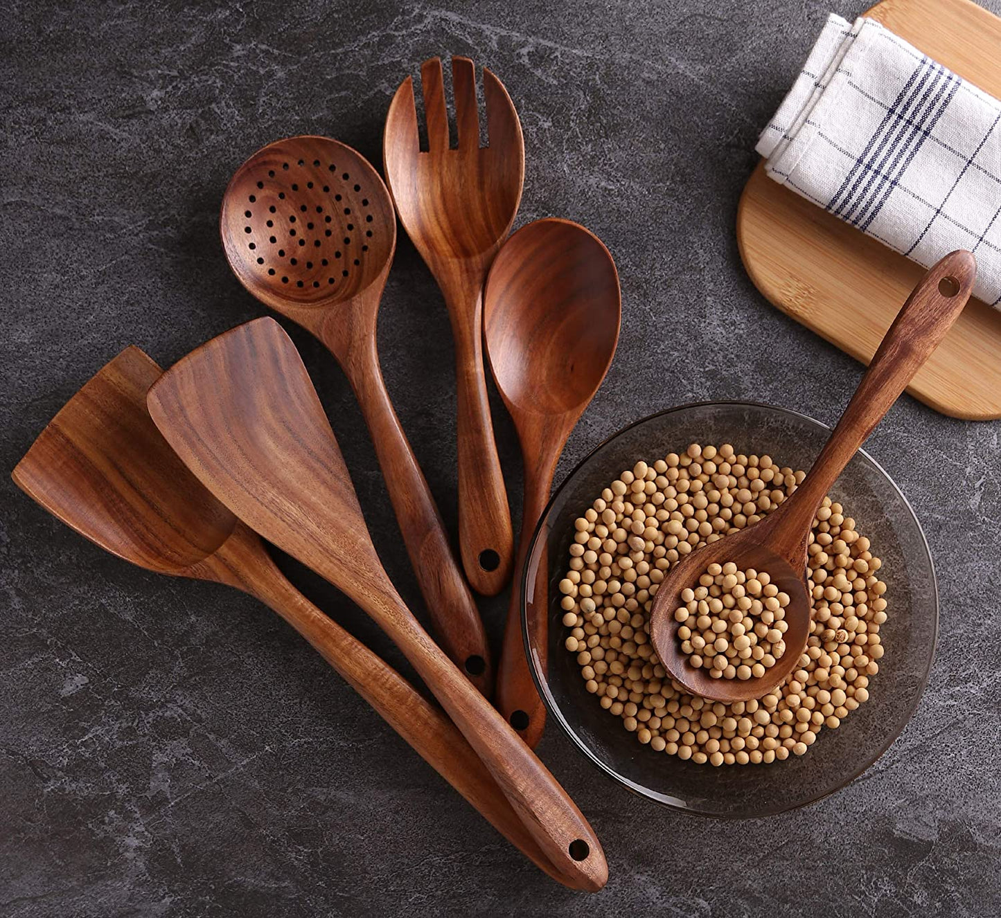 6 pieces wooden Non Stick kitchenware Set Eco Friendly Natural Kitchen Spatula Set Cooking Tools Set