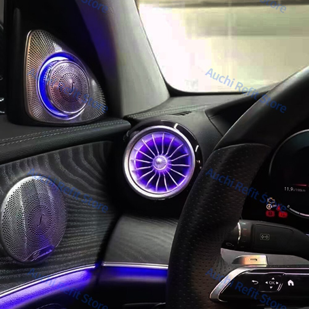 2022 New 64 Colors LED Air Vents Ambient Light For E-Class W213 W238 E-Coupe AMG E43 E63 Turbo Shape Nozzle Exhaust Vent Refit