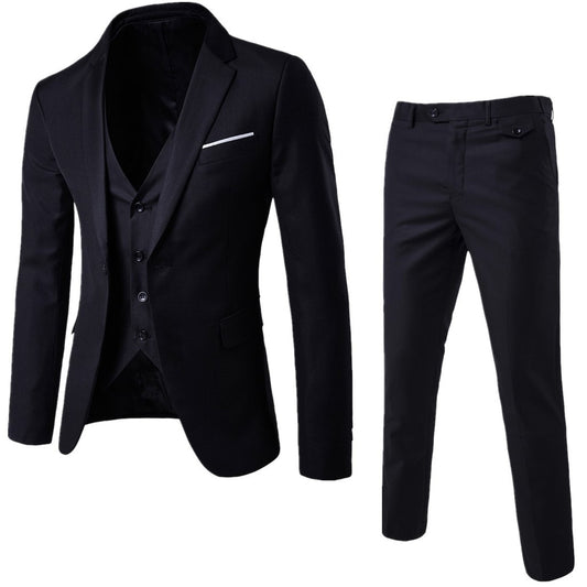 3 Pieces Black Elegant Suits+Pants Brand Slim Fit Single Button Party Formal Business Dress Suit Terno Wedding Suits for Men