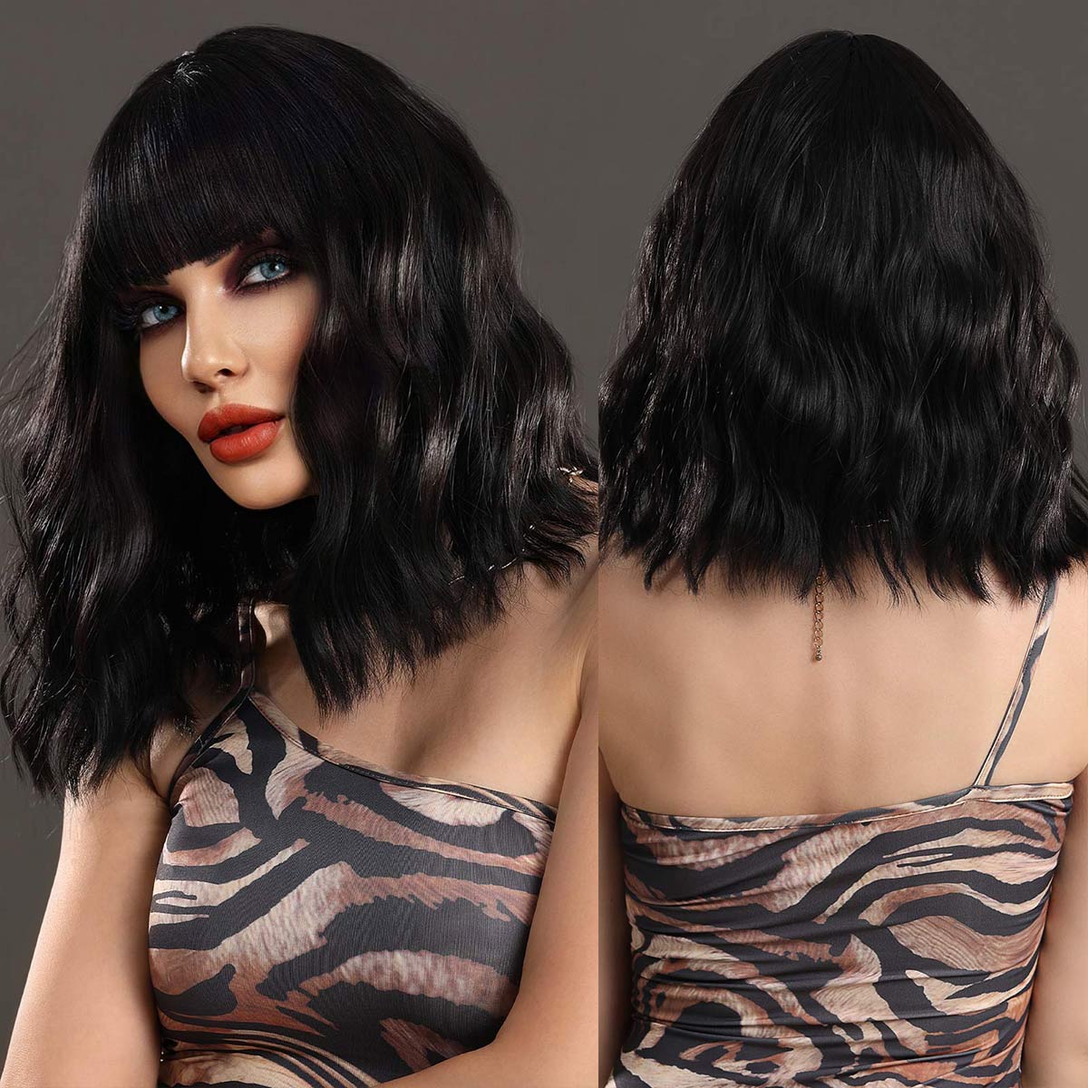 7JHH WIGS Short Bob Wig Ombre Blonde Wig for Women Daily Party Natural Synthetic Hair Wig with Bangs Heat Resistant Fiber