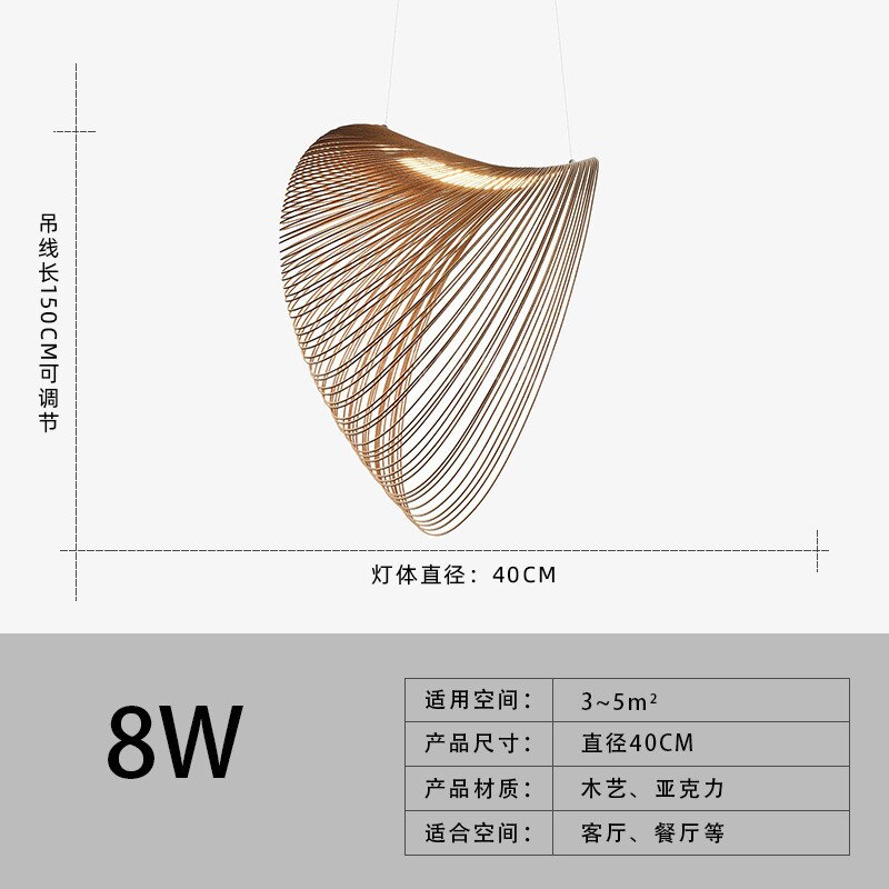 2022 New Bird&#39;s Nest Led Chandelier Ring Acrylic Wood Color Home Design for Bedroom Dining Living Room Pendant Lighting Fixture