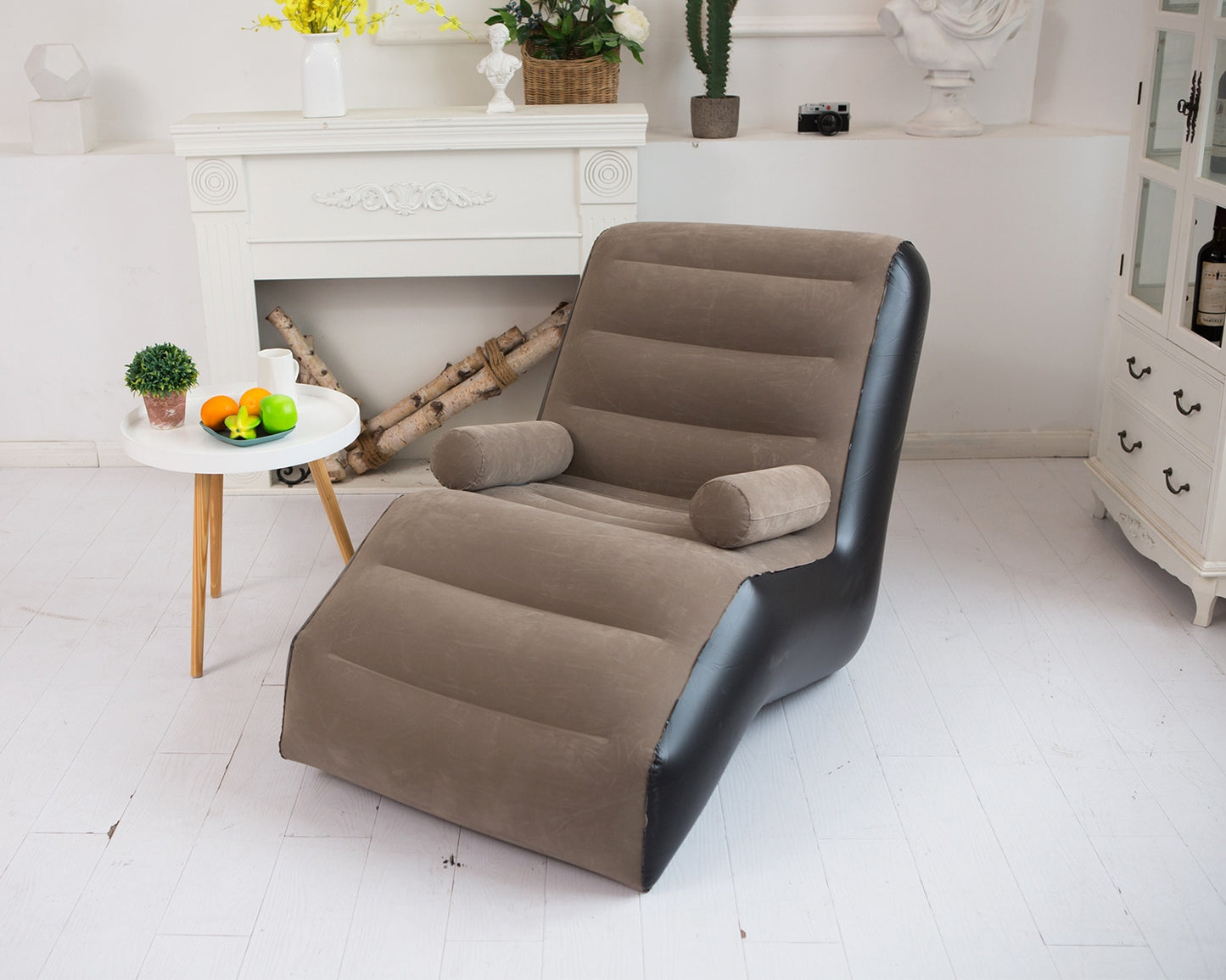 140cm Living Room S Shape Inflatable Sofa Chair Bed Portable Sofa Soft Comfortable
