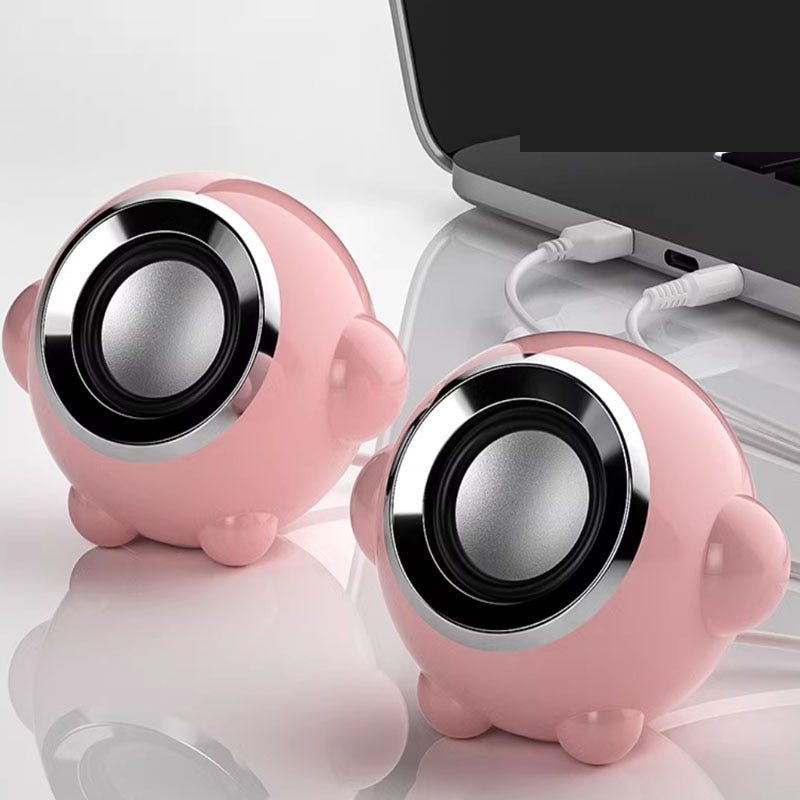 Pink Computer Speakers For PC Laptop Speakers USB 3.5mm Wired Music Play HIFI Stereo With Microphone For TablePC Laptop