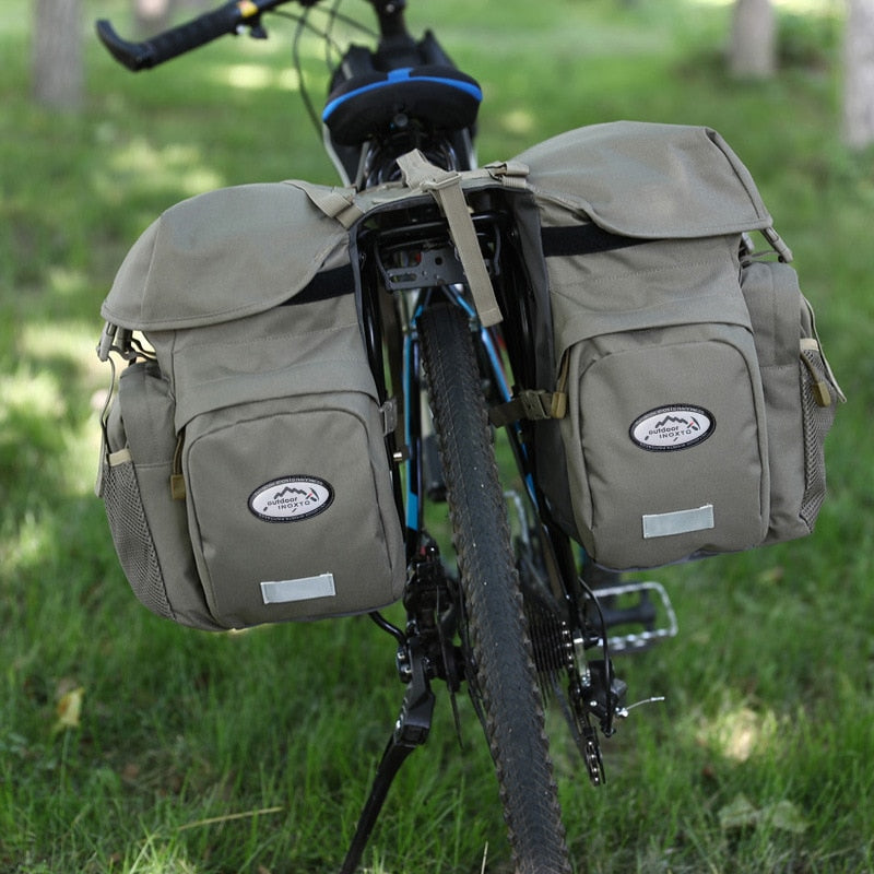 Bicycle Bag 50L Nylon Bike Bag Rear Rack Trunk Bike Luggage Back Seat Pannier Reflective Cycling Storage Bag Bicycle Accessories