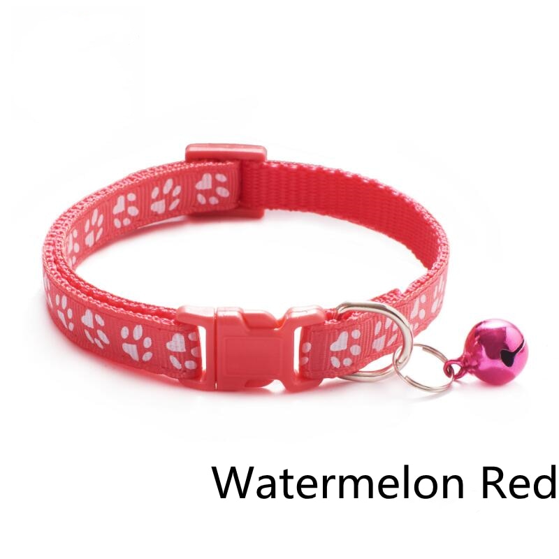 Pet Collar With Bell Cartoon Footprint Colorful Dog Puppy Cat Accessories Kitten Collar Adjustable Safety Bell Ring Necklace Pet