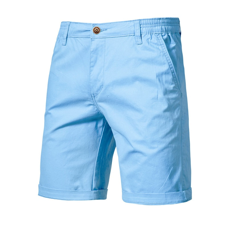 2021 New Summer 100% Cotton Solid Shorts Men High Quality Casual Business Social Elastic Waist Men Shorts 10 Colors Beach Shorts