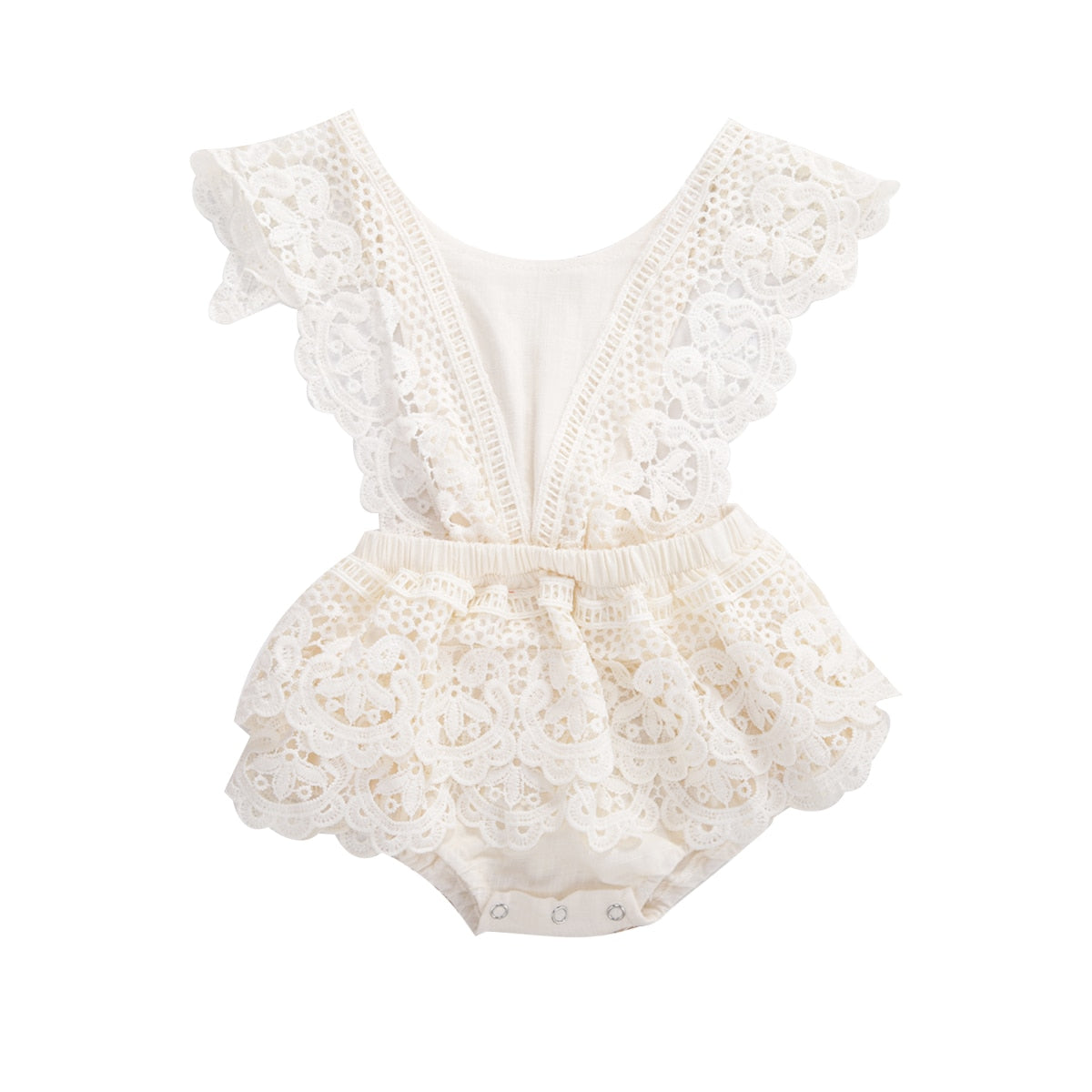 New Baby Girls Summer Romper Floral Lace Embroidery Romper Dress Straps Sleeveless Sweet Triangle-Bottom Jumpsuit