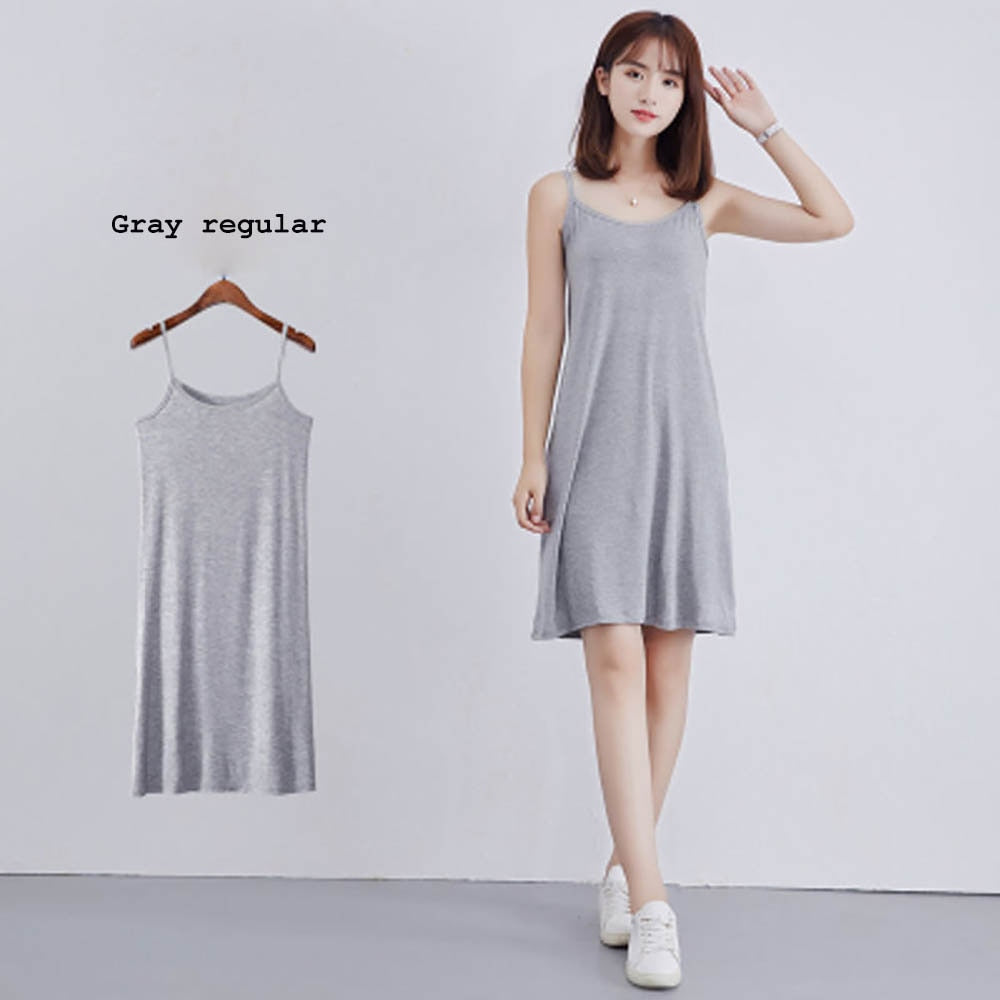 Women&#39;s clothing camisole dress summer loose tops size vest mid-length versatile dress inside and outside slim bottoming dresses