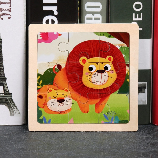 11X11CM Kids Wooden Puzzle Cartoon Animal Traffic Tangram Wood Puzzle Toys Educational Jigsaw Toys for Children GiftS