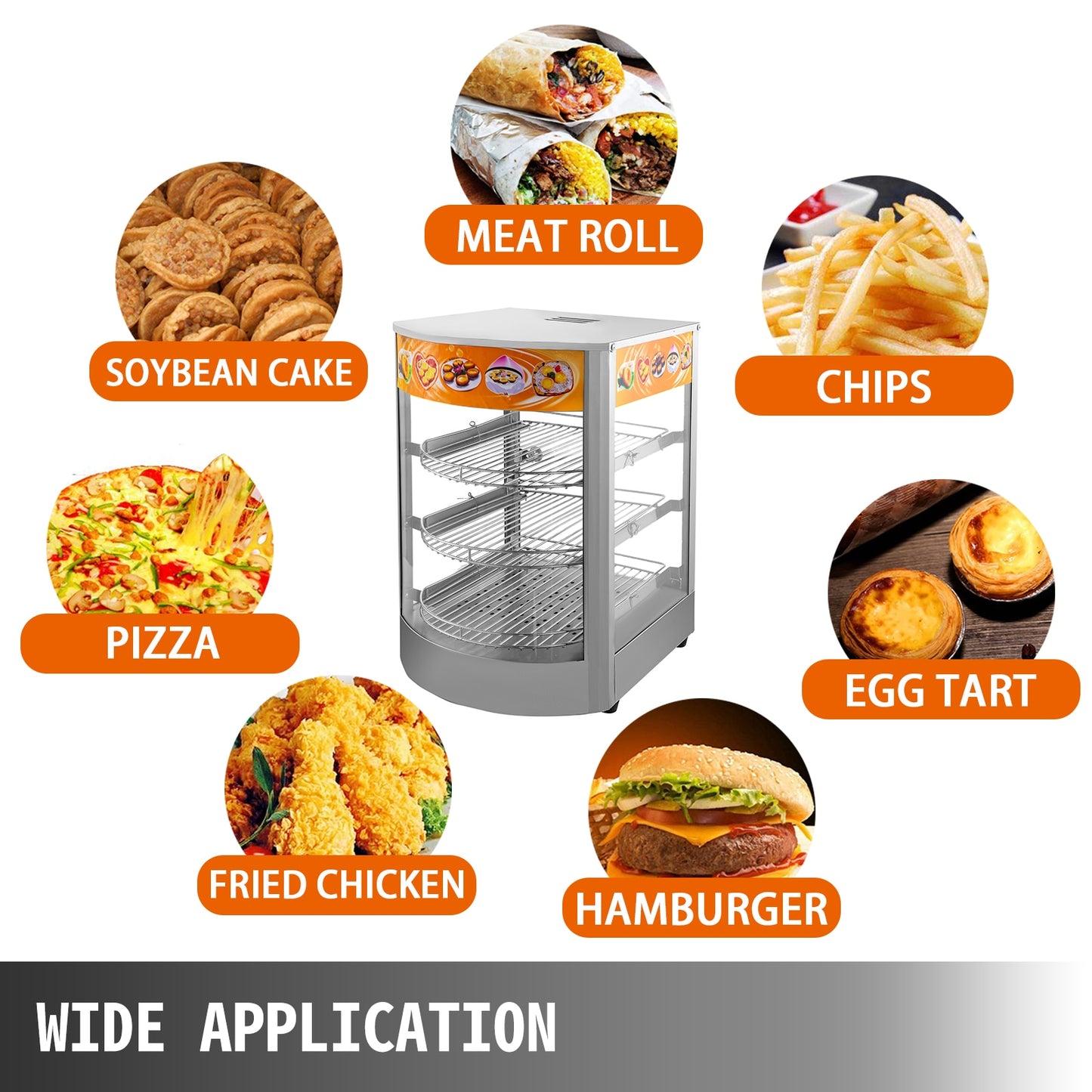 VEVOR 3/5 Tier Food Warmer Countertop Adjustable Temperature Pizza Pastry Burger Warmer Kitchen Appliance Commercial Restaurants