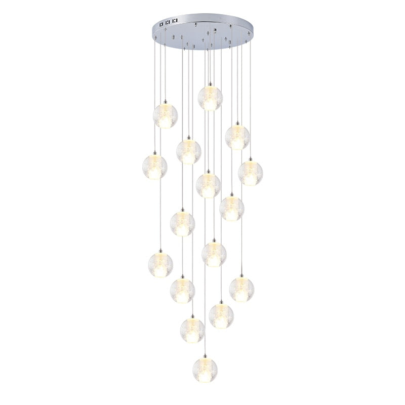 Modern LED Crystal Chandelier G4 Ball Light for Staircase Living Room Decoration Kitchen Bedroom Suspension Pendant Hanging Lamp