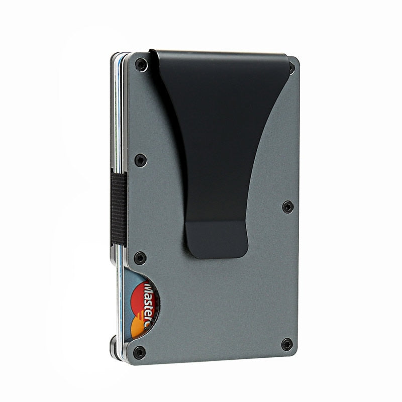 DIENQI Carbon Fiber Card Holder Mini Aluminum Metal RFID Magic Men's Wallet