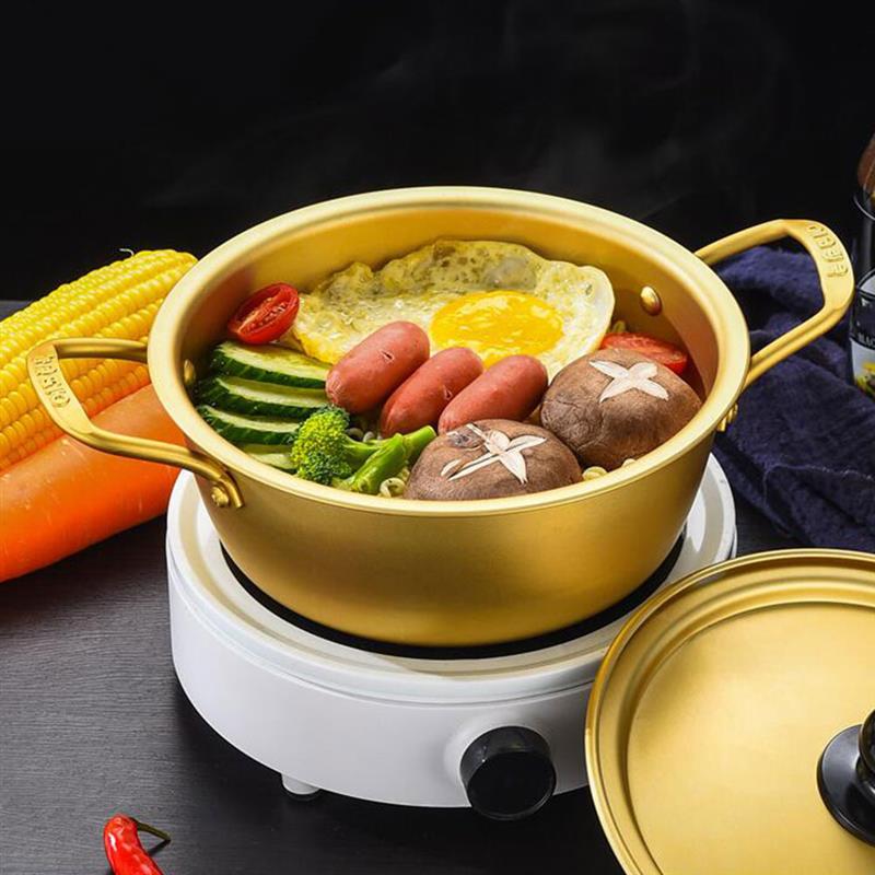 Pot Korean Ramen Noodle Cooker Cooking Hot Instant Soup Stock Aluminum Shabu Lid Stew Stockpot Japanese Ramyun Cookware Pan