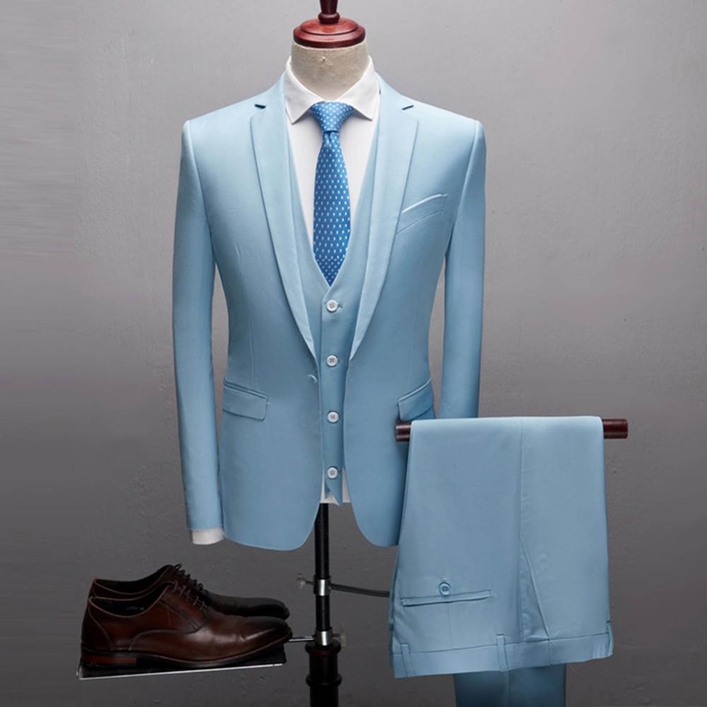 3 Piece Blazer+Vest+Pants Set Blazer Jacket Vest Trousers Business Suit Lapel Single Breasted Slim Wedding Banquet Prom Men Suit