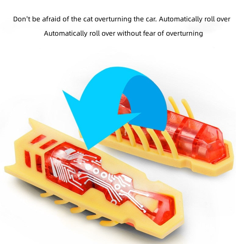 Pet Interactive Mini Electric Bug Cat Toy Cat Escape Obstacle Automatic Flip Toy Battery Operated Vibration Pet Beetle Supplies