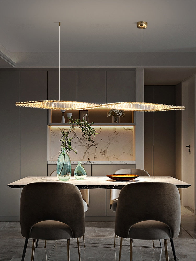 New Chandelier For Dining Room Light Luxury Crystal Chandelier Modern Bar Dining Room Long One-word Dining Table Pendant Light