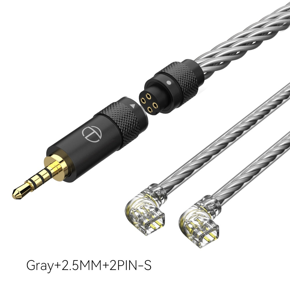 TRN T2 Pro 16 Core Earphones Silver Plated HIFI Upgrade Cable Gray\Black MT4 For TRN Kirin VX pro TA1 Max EMX ST5 For Xiaomi