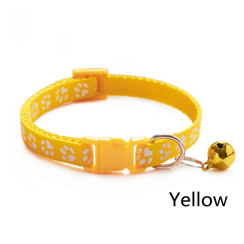 Pet Collar With Bell Cartoon Footprint Colorful Dog Puppy Cat Accessories Kitten Collar Adjustable Safety Bell Ring Necklace Pet