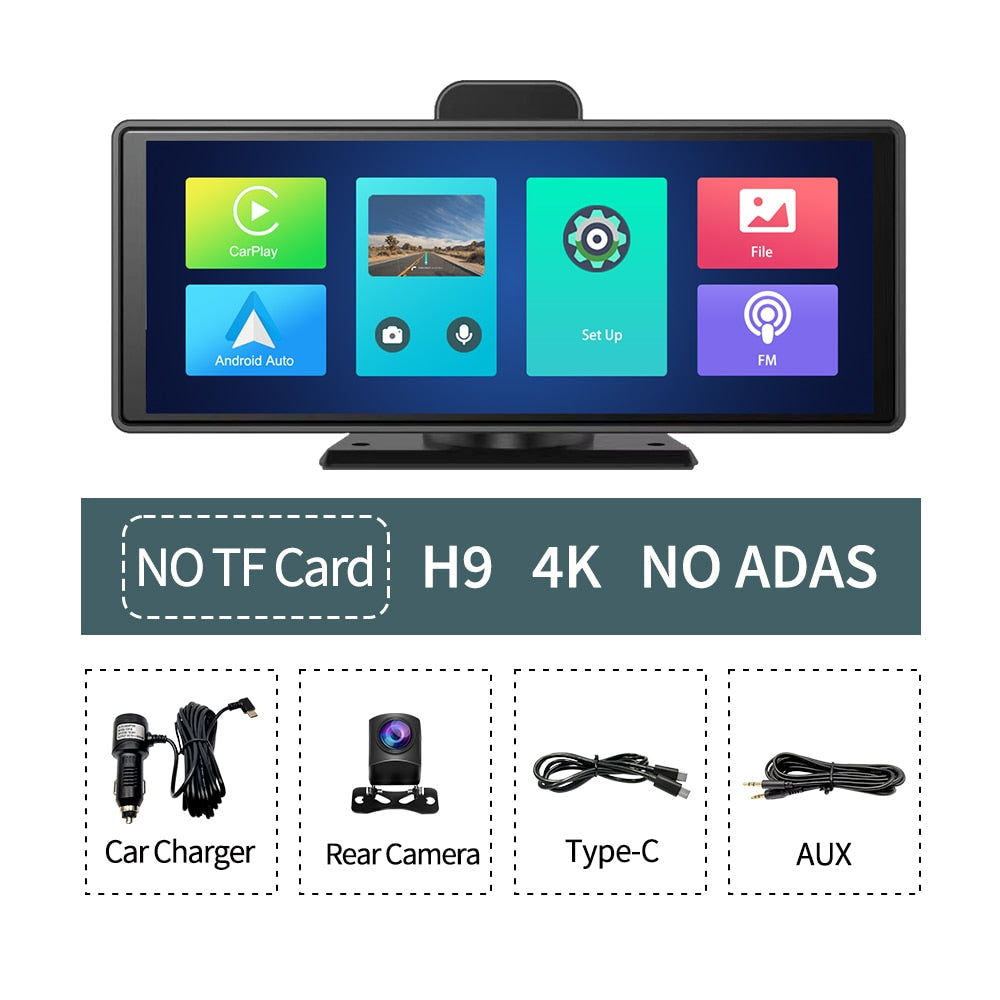 10.26&quot; 4K Dash Cam ADAS Wireless CarPlay Android Auto 5G WiFi Car DVR GPS Rearview Camera Video Recorder Navigation Dashboard