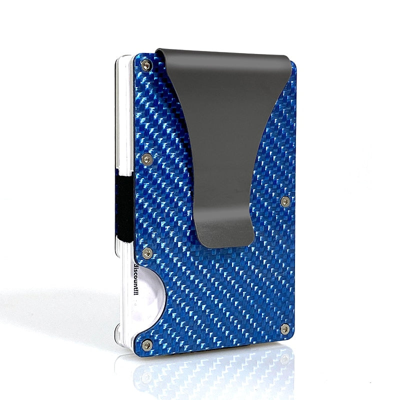 DIENQI Carbon Fiber Card Holder Mini Aluminum Metal RFID Magic Men's Wallet