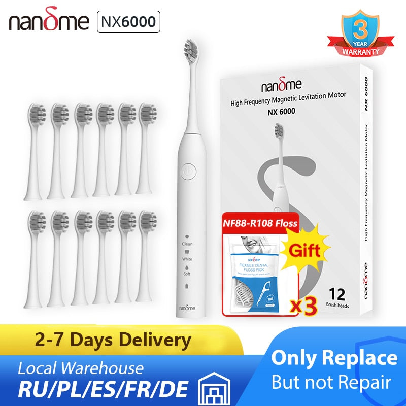 Nandme NX6000 Smart Sonic Electric Toothbrush IPX7 Rechargeable Ultrasound Teeth Whitening Tooth Brush Ultrasonic Teethbrush
