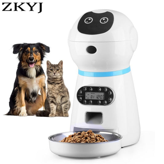 Smart Automatic Pet Feeder With Voice Record Stainless Steel LCD Screen Timer For Dog Food Bowl Cat Food Dispenser Pet Supplies