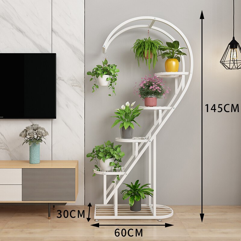 Flower Rack Balcony Flower Pot Rack Outdoor Living Room Floor Multilayer Decorative Indoor Wrought Iron Heart-shaped Flower Rack