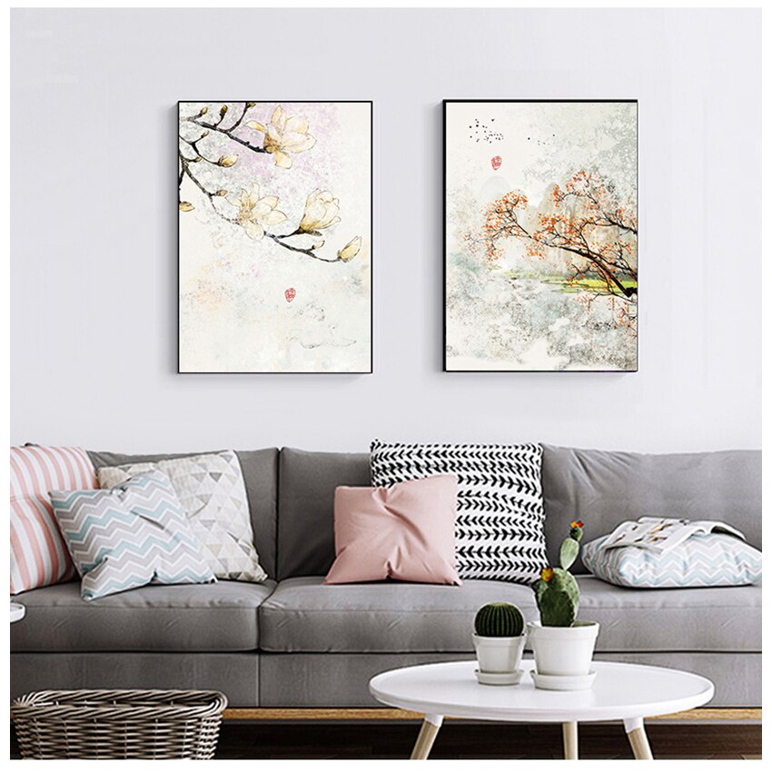 Abstraction Wall Art Print Picture Canvas Painting Poster for Living Room No Framed New Chinese Ink Floral  Wall Decor