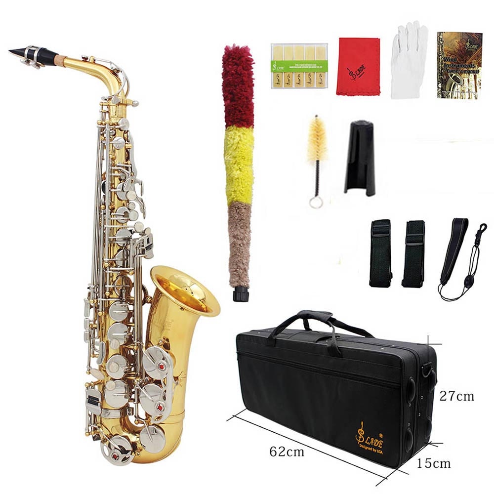 High Quality Eb Alto Saxophone Brass Lacquered Gold E Flat Sax Musical  Woodwind Instrument With Case Mouthpiece Accessories