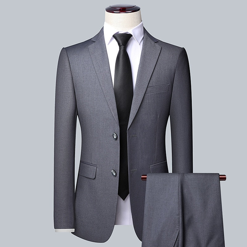 High Quality (Blazer+ Waistcoat + Trousers) Men Simple Business Elegant Fashion Job Interview Gentleman Suit Slim 3-piece Suit
