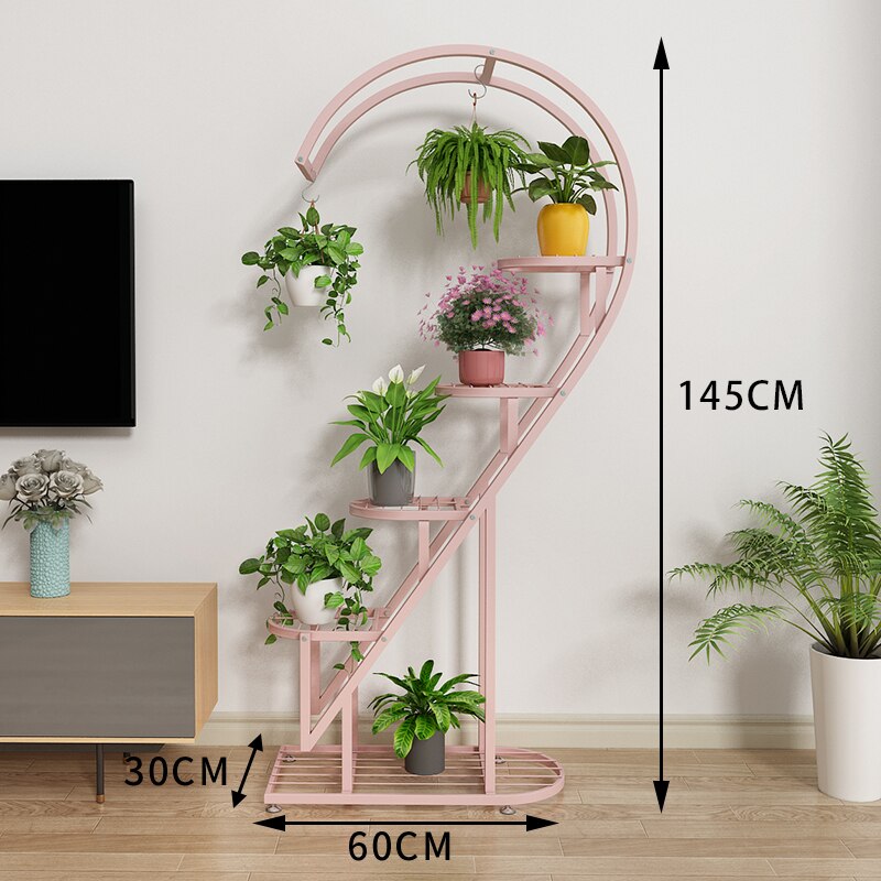 Flower Rack Balcony Flower Pot Rack Outdoor Living Room Floor Multilayer Decorative Indoor Wrought Iron Heart-shaped Flower Rack