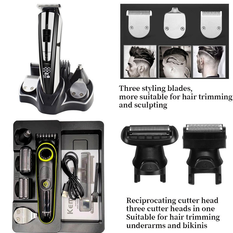 Kemei Electric Hair Clipper Beauty kit for Men Electric shaver beard trimme men&#39;s Razor multifunctional hair cutting machine