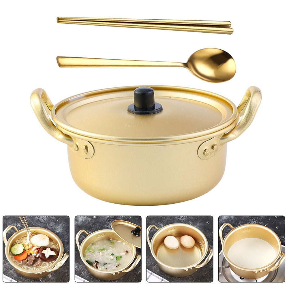 Pot Korean Ramen Noodle Cooker Cooking Hot Instant Soup Stock Aluminum Shabu Lid Stew Stockpot Japanese Ramyun Cookware Pan