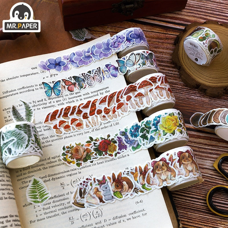 Mr. Paper 9 Styles Cartoon Special-shaped Washi Tape Cute Stickers Animal DIY Handbook Material Kawaii Stickers Decorative Tape