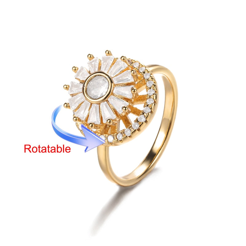 Rotating Four Clover Adjustable Rings for Women Stainless Steel Wedding Ring Female Fashion Aesthetic Jewelry Christmas Gift