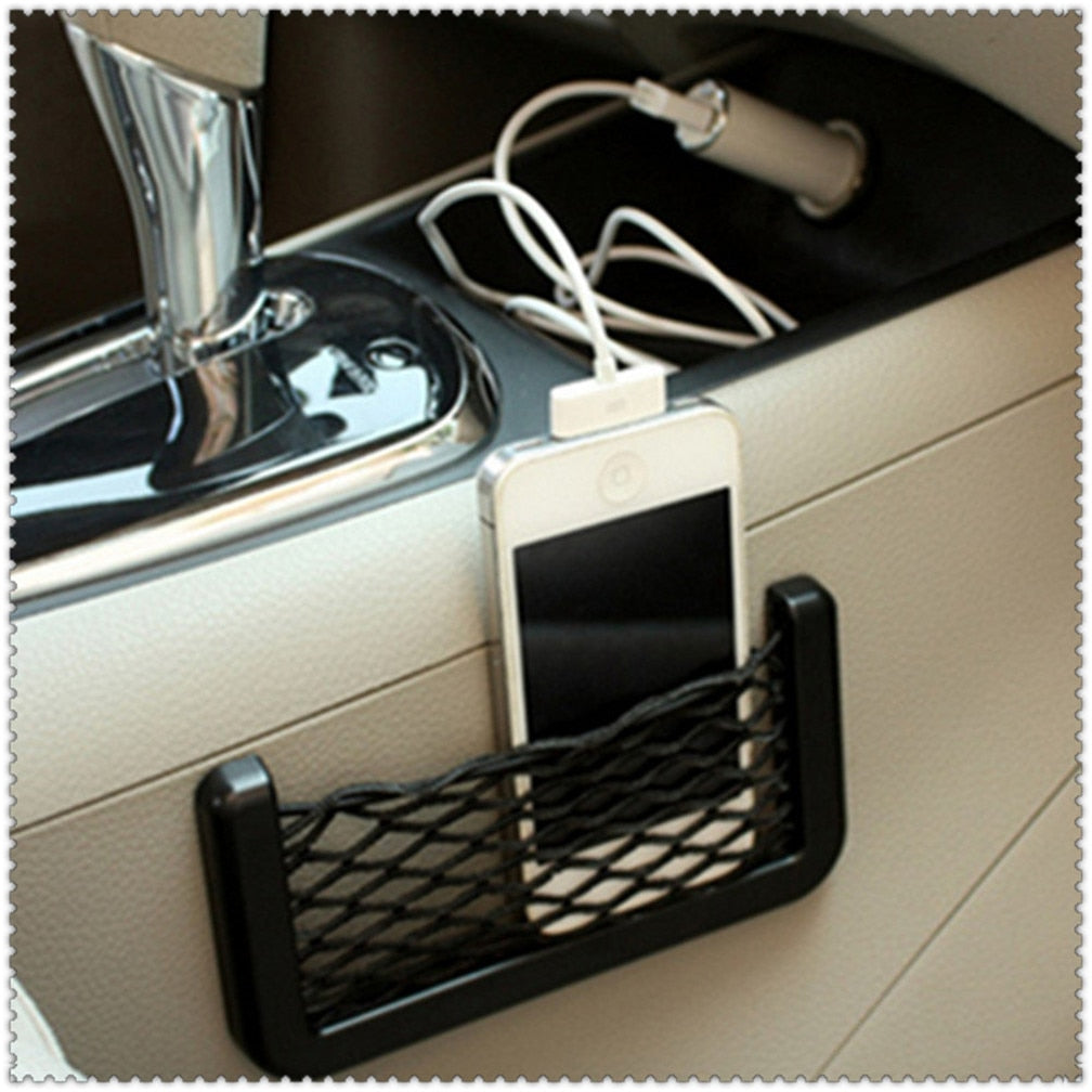 1pcs/2pcs Car Organizer Storage Bag Auto Paste Net Pocket Phone Holder Car Accessories 20*8CM 8*15CM Universal