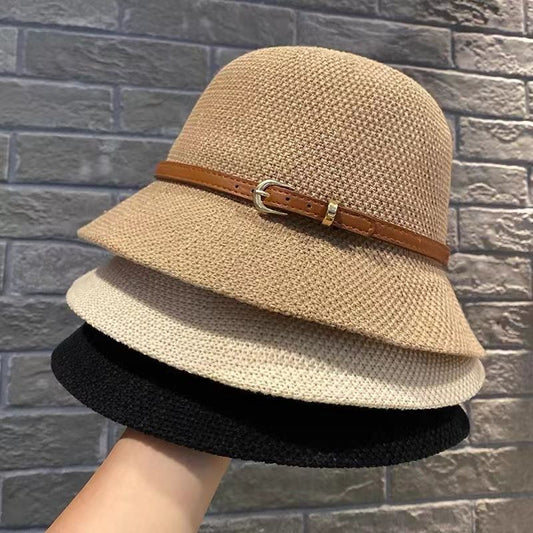 New Women's Sun Hat Simple Linen Breathable Refreshing Hat Summer Travel Sunscreen Sun Ribbon Decoration Foldable Straw Hat Gift